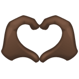 Whatsapp design of the heart hands: dark skin tone emoji verson:2.23.2.72