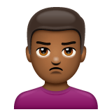 Whatsapp design of the man pouting: medium-dark skin tone emoji verson:2.23.2.72