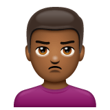 Whatsapp design of the man pouting: medium-dark skin tone emoji verson:2.23.2.72
