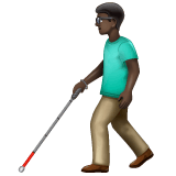 Whatsapp design of the man with white cane: dark skin tone emoji verson:2.23.2.72