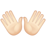 Whatsapp design of the open hands: light skin tone emoji verson:2.23.2.72