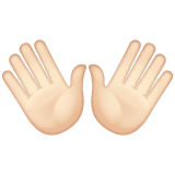 Whatsapp design of the open hands: light skin tone emoji verson:2.23.2.72