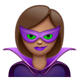 Whatsapp design of the woman supervillain: medium skin tone emoji verson:2.23.2.72