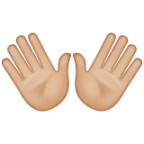 Whatsapp design of the open hands: medium-light skin tone emoji verson:2.23.2.72