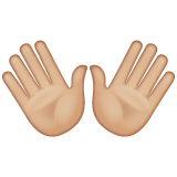 Whatsapp design of the open hands: medium-light skin tone emoji verson:2.23.2.72