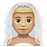 Whatsapp design of the man with veil: medium-light skin tone emoji verson:2.23.2.72