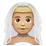 Whatsapp design of the man with veil: medium-light skin tone emoji verson:2.23.2.72