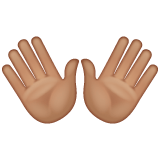 Whatsapp design of the open hands: medium skin tone emoji verson:2.23.2.72