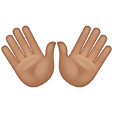 Whatsapp design of the open hands: medium skin tone emoji verson:2.23.2.72