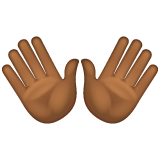 Whatsapp design of the open hands: medium-dark skin tone emoji verson:2.23.2.72