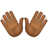 Whatsapp design of the open hands: medium-dark skin tone emoji verson:2.23.2.72