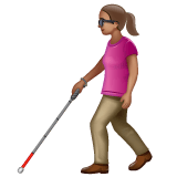 Whatsapp design of the woman with white cane: medium skin tone emoji verson:2.23.2.72