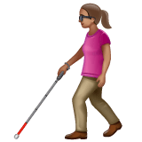 Whatsapp design of the woman with white cane: medium skin tone emoji verson:2.23.2.72