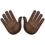 Whatsapp design of the open hands: dark skin tone emoji verson:2.23.2.72