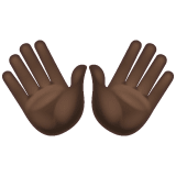 Whatsapp design of the open hands: dark skin tone emoji verson:2.23.2.72