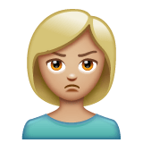 Whatsapp design of the woman pouting: medium-light skin tone emoji verson:2.23.2.72