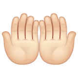 Whatsapp design of the palms up together: light skin tone emoji verson:2.23.2.72