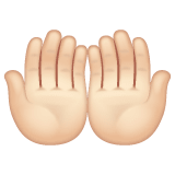 Whatsapp design of the palms up together: light skin tone emoji verson:2.23.2.72