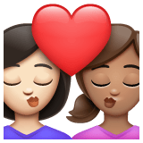 Whatsapp design of the kiss: woman woman light skin tone medium skin tone emoji verson:2.23.2.72