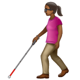 Whatsapp design of the woman with white cane: medium-dark skin tone emoji verson:2.23.2.72