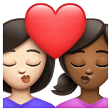 Whatsapp design of the kiss: woman woman light skin tone medium-dark skin tone emoji verson:2.23.2.72