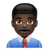 Whatsapp design of the man office worker: dark skin tone emoji verson:2.23.2.72