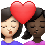 Whatsapp design of the kiss: woman woman light skin tone dark skin tone emoji verson:2.23.2.72
