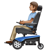 Whatsapp design of the person in motorized wheelchair: medium skin tone emoji verson:2.23.2.72