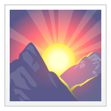 Whatsapp design of the sunrise over mountains emoji verson:2.23.2.72
