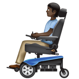 Whatsapp design of the person in motorized wheelchair: dark skin tone emoji verson:2.23.2.72