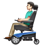 Whatsapp design of the man in motorized wheelchair: light skin tone emoji verson:2.23.2.72
