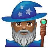 Whatsapp design of the man mage: medium-dark skin tone emoji verson:2.23.2.72