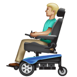 Whatsapp design of the man in motorized wheelchair: medium-light skin tone emoji verson:2.23.2.72