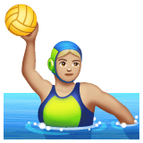Whatsapp design of the woman playing water polo: medium-light skin tone emoji verson:2.23.2.72