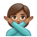 Whatsapp design of the person gesturing NO: medium skin tone emoji verson:2.23.2.72