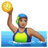 Whatsapp design of the woman playing water polo: medium skin tone emoji verson:2.23.2.72