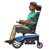 Whatsapp design of the man in motorized wheelchair: medium-dark skin tone emoji verson:2.23.2.72
