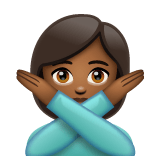 Whatsapp design of the person gesturing NO: medium-dark skin tone emoji verson:2.23.2.72