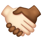 Whatsapp design of the handshake: light skin tone medium-dark skin tone emoji verson:2.23.2.72