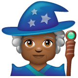 Whatsapp design of the woman mage: medium-dark skin tone emoji verson:2.23.2.72