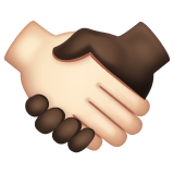 Whatsapp design of the handshake: light skin tone dark skin tone emoji verson:2.23.2.72