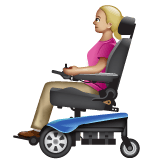 Whatsapp design of the woman in motorized wheelchair: medium-light skin tone emoji verson:2.23.2.72