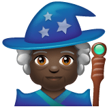 Whatsapp design of the woman mage: dark skin tone emoji verson:2.23.2.72