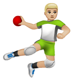 Whatsapp design of the person playing handball: medium-light skin tone emoji verson:2.23.2.72