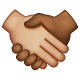 Whatsapp design of the handshake: medium-light skin tone medium-dark skin tone emoji verson:2.23.2.72