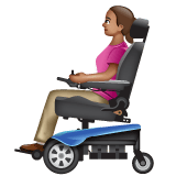 Whatsapp design of the woman in motorized wheelchair: medium skin tone emoji verson:2.23.2.72