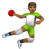Whatsapp design of the person playing handball: medium-dark skin tone emoji verson:2.23.2.72