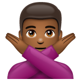 Whatsapp design of the man gesturing NO: medium-dark skin tone emoji verson:2.23.2.72