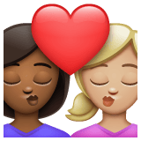Whatsapp design of the kiss: woman woman medium-dark skin tone medium-light skin tone emoji verson:2.23.2.72