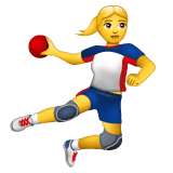 Whatsapp design of the woman playing handball emoji verson:2.23.2.72